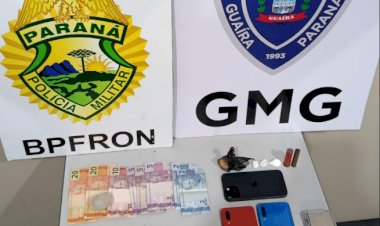 Ação integrada entre BPFRON e Guarda Municipal apreende crack e cocaína em Guaíra