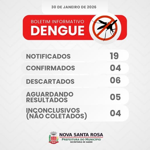 Saúde de Nova Santa Rosa divulga boletim da dengue e reforça alerta à população