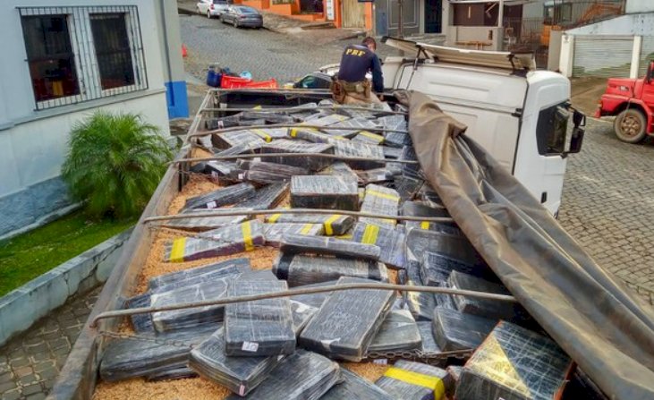 Caminhão mais de 1,6 tonelada de maconha que passou por Marechal Rondon é apreendida  escondida em carga de soja na BR-277