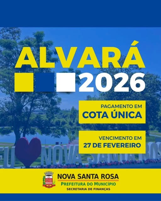 Prefeitura de Nova Santa Rosa disponibiliza guias para pagamento do Alvará 2026