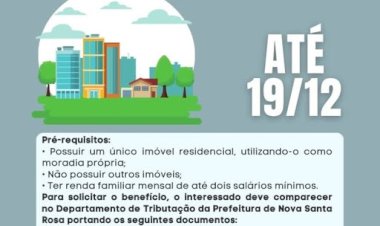 Prazo para solicitar isenção do IPTU 2026 em Nova Santa Rosa segue aberto até 19 de dezembro