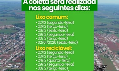 Prefeitura de Nova Santa Rosa divulga cronograma especial de coleta de lixo para o fim de ano