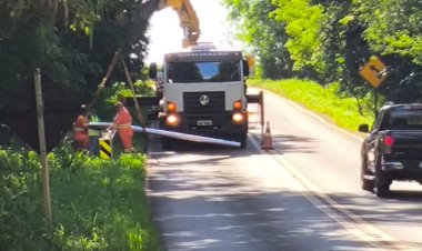 Obras provocam trânsito em meia pista na BR-491, em Nova Santa Rosa
