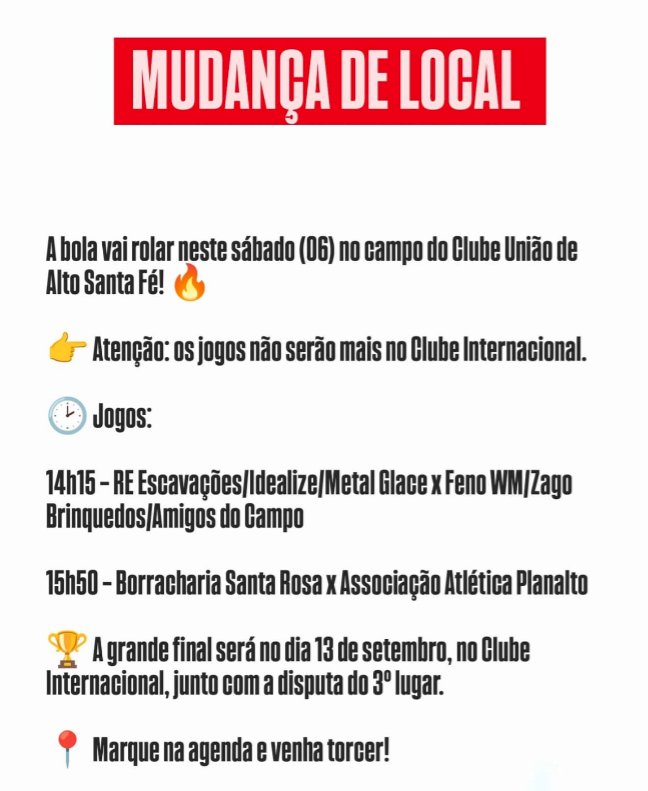 Local dos jogos pelo municipal de Nova Santa Rosa