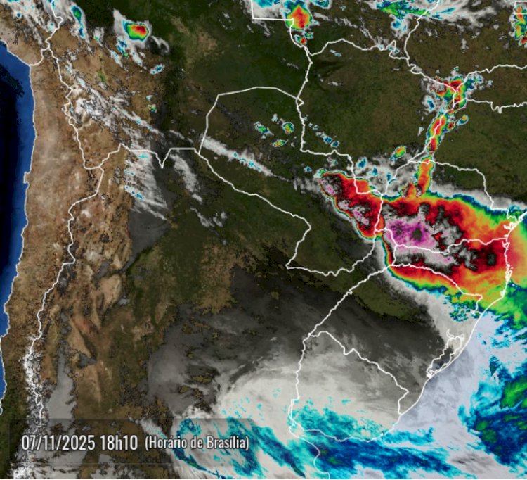 ATUALIZANDO: Ciclone extratropical  já mostra a sua cara  no Paraguai, proximo a fronteira com o Brasil